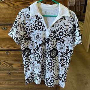 Classic elements women's black-and-white fold flower floral design